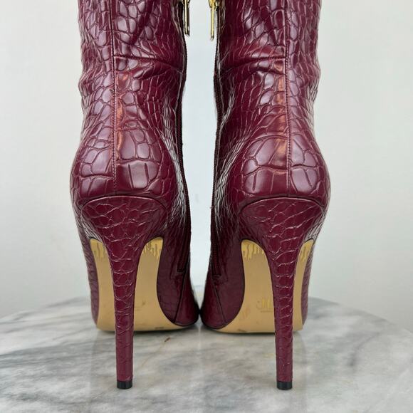 Jlo Jennifer Lopez Dark Red Adalynn Tall Stiletto Boots (Sz 9) - Picture 6 of 12